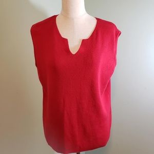 Red Sleeveless V-Neck Sweater